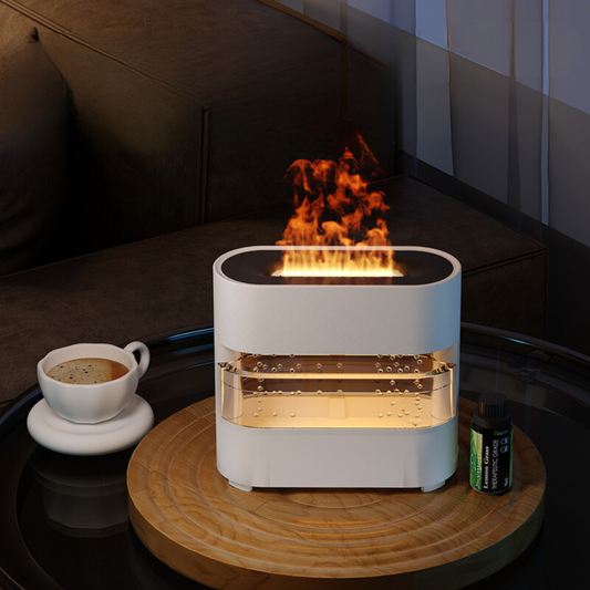 AromaFusion – Diffuseur Pluie & Flamme | Humidificateur Aromatique & Déco Relaxante