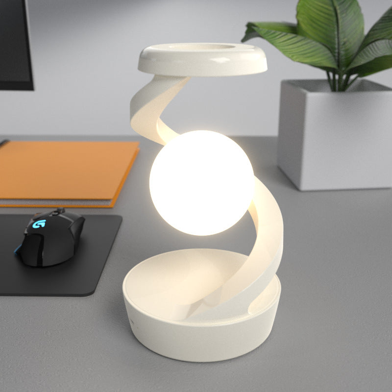 LuneLumineuse – Lampe de Bureau Lune Rotative | Éclairage & Charge Sans Fil Intégrée