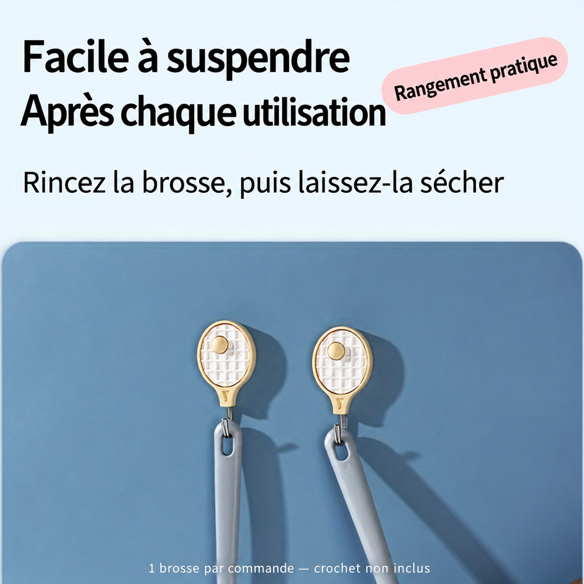 Rangement de la brosse à pieds par suspension, conseils en français
