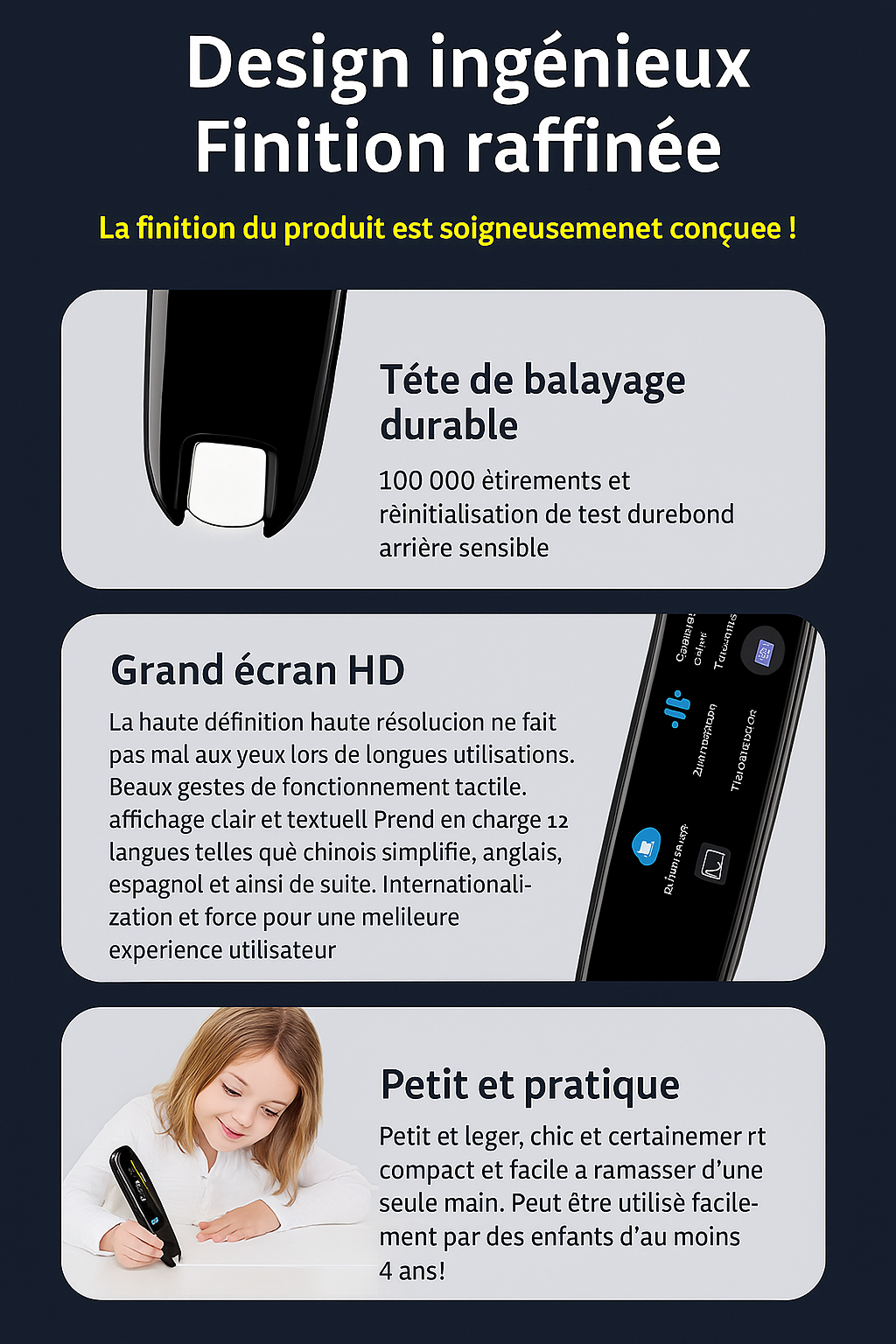 Stylo Traducteur Intelligent – 112 Langues, OCR, Hors Ligne & Wi-Fi