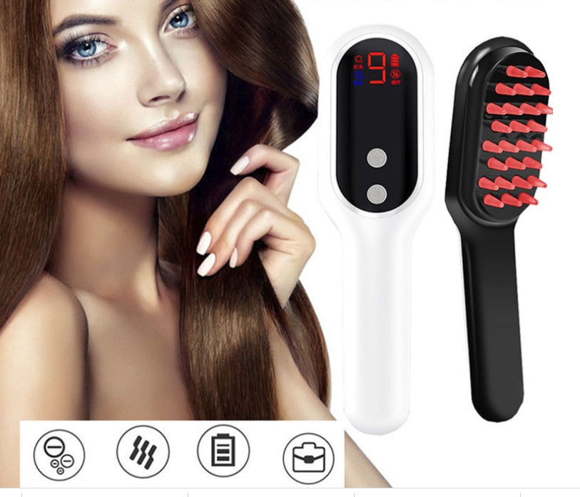 HairBoost Pro – La brosse intelligente qui stimule la repousse et détend votre cuir chevelu grâce à la lumière rouge & bleue