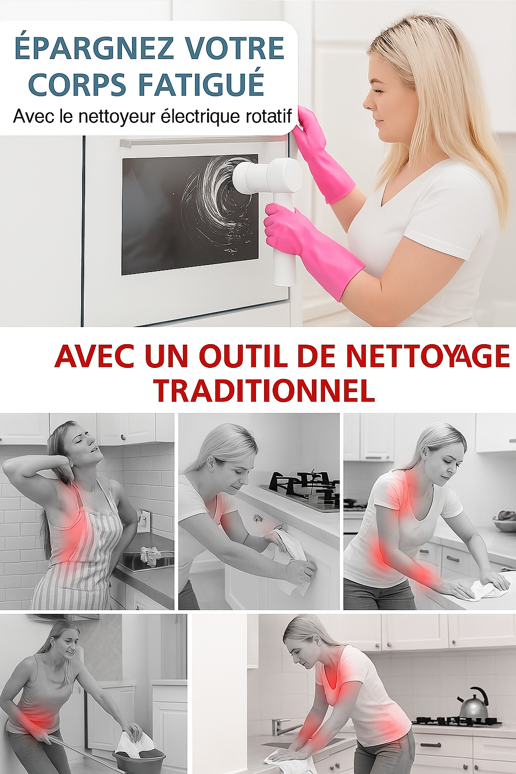 SpinX-Brosse de nettoyage électrique 4 en 1 – Épurateur rotatif sans fil pour un nettoyage sans effort