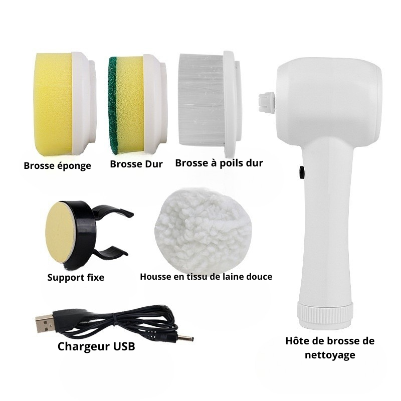 SpinX-Brosse de nettoyage électrique 4 en 1 – Épurateur rotatif sans fil pour un nettoyage sans effort