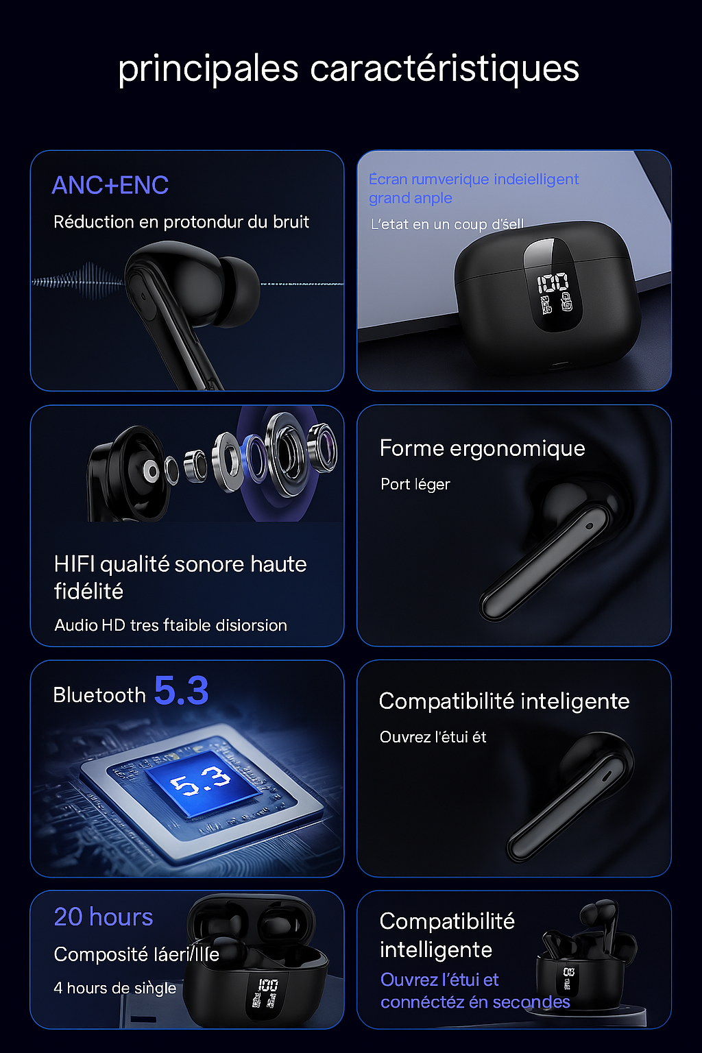 Zen40 – Écouteurs Bluetooth à Réduction de Bruit Active ANC & ENC