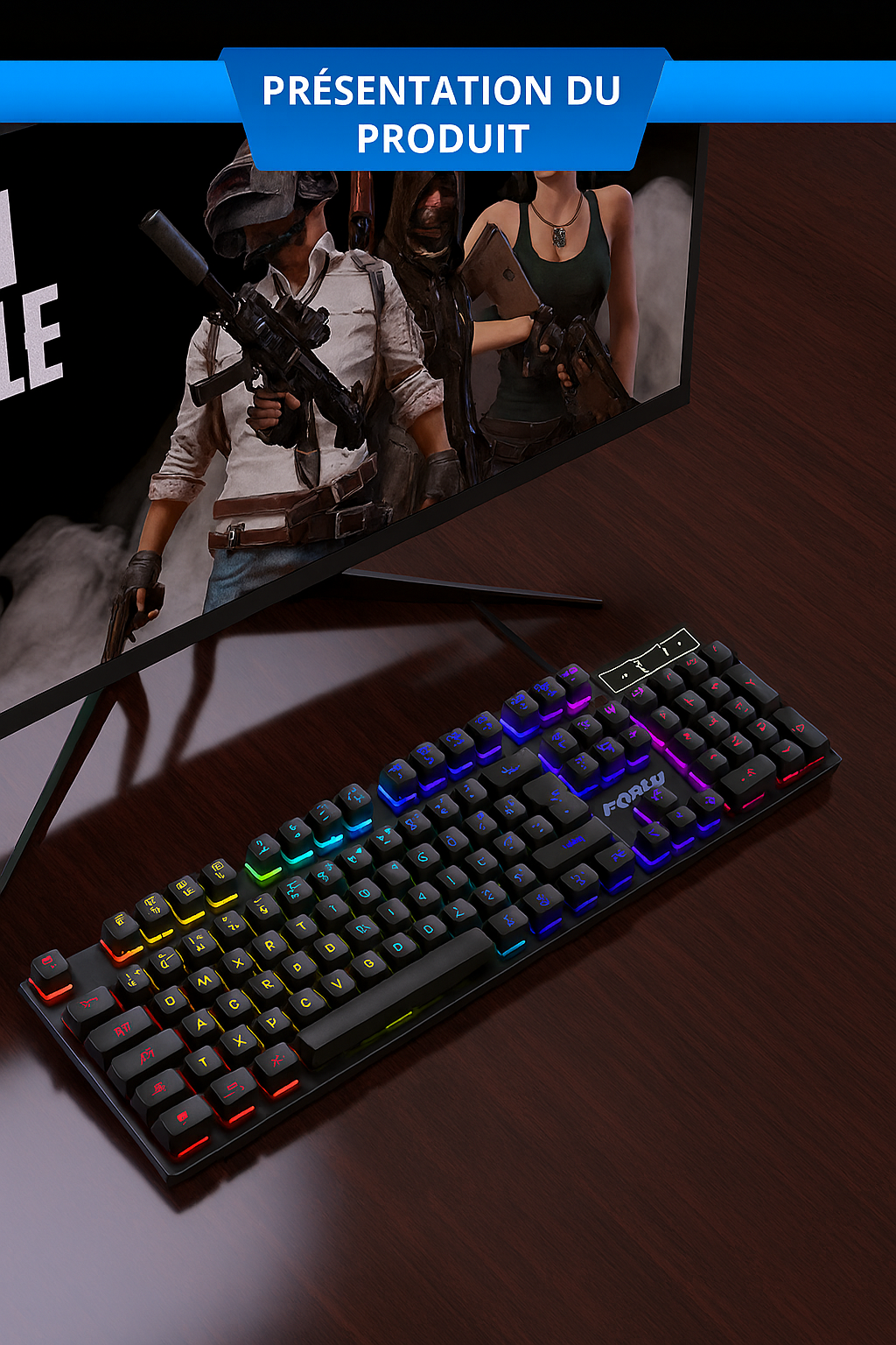 Clavier Portable 104 Touches Rétro‑Éclairé – Idéal pour Gaming & Souris de Jeu