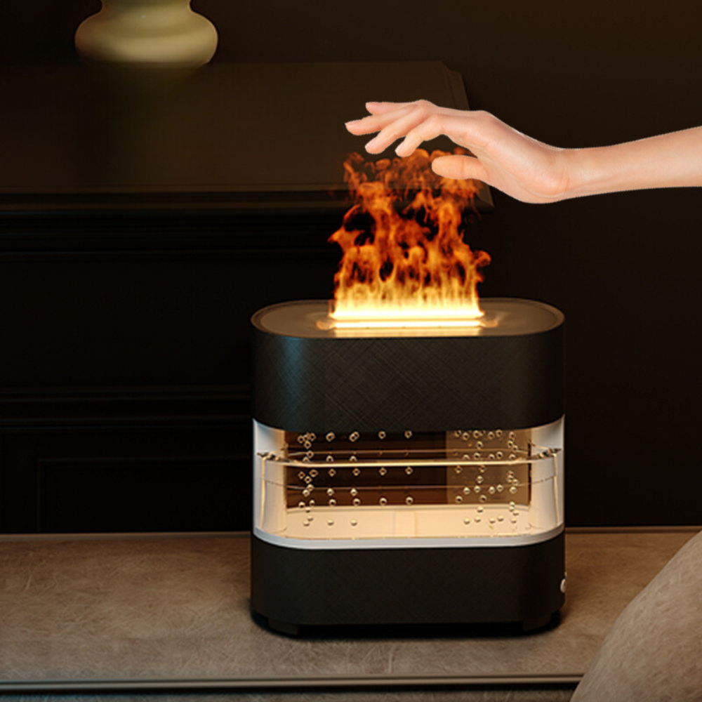 AromaFusion – Diffuseur Pluie & Flamme | Humidificateur Aromatique & Déco Relaxante