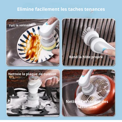 SpinX-Brosse de nettoyage électrique 4 en 1 – Épurateur rotatif sans fil pour un nettoyage sans effort