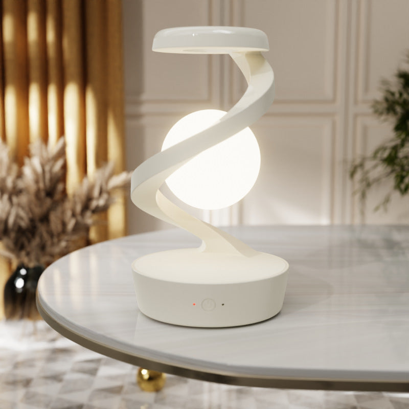 LuneLumineuse – Lampe de Bureau Lune Rotative | Éclairage & Charge Sans Fil Intégrée