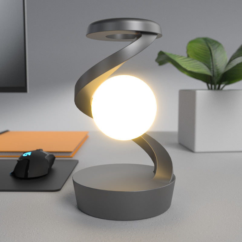 LuneLumineuse – Lampe de Bureau Lune Rotative | Éclairage & Charge Sans Fil Intégrée