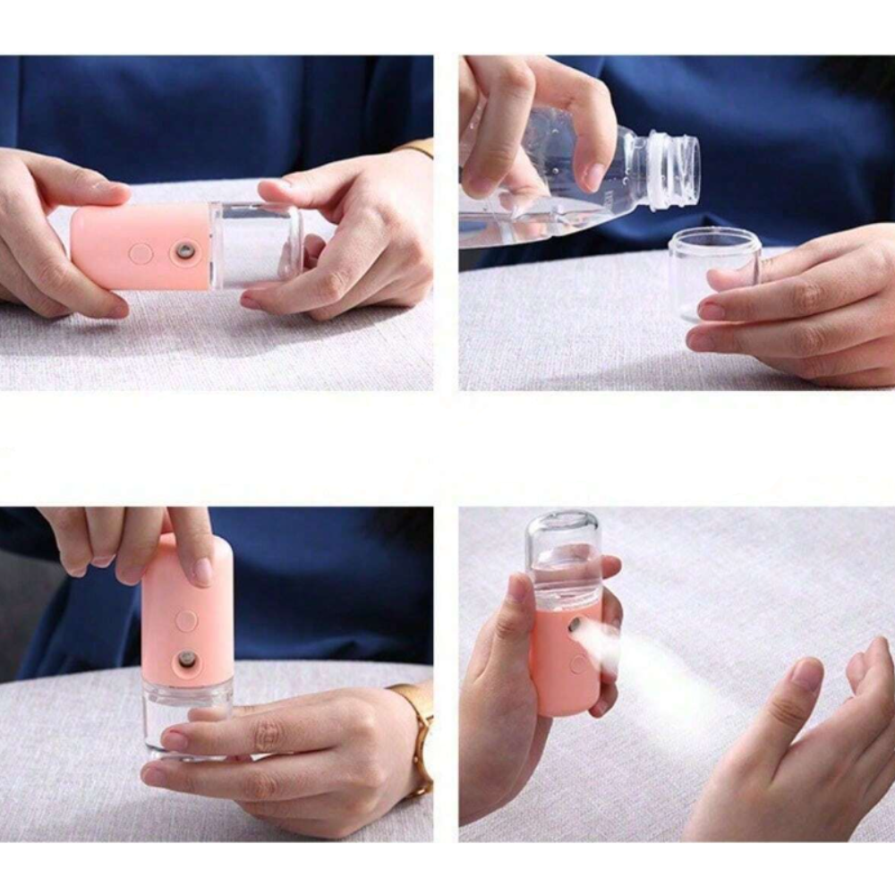 HydraNano Pocket – Mini Vaporisateur Facial USB | Hydratation Nano en Profondeur