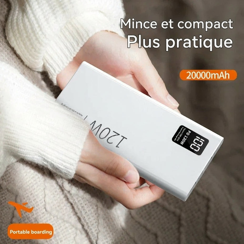 Batterie externe 80000mAh 120W, charge Super rapide, capacité suffisante 100%, chargeur de batterie Portable, affichage numérique pour iPhone Xiaomi
