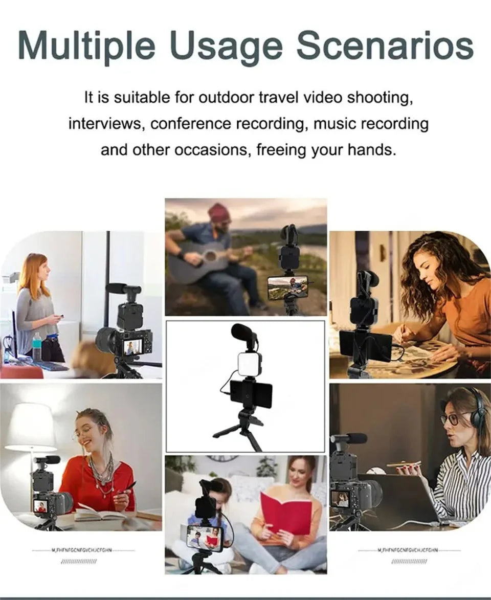 Kit Vlogging Smartphone Pro – Trépied, Micro, Lumière LED