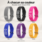 Les six couleurs du bracelet HT30 : gris, noir, rose, bleu, violet et jaune