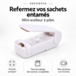 Mini-scelleur blanc ABKANOVA — format compact, piles alcalines non fournies.