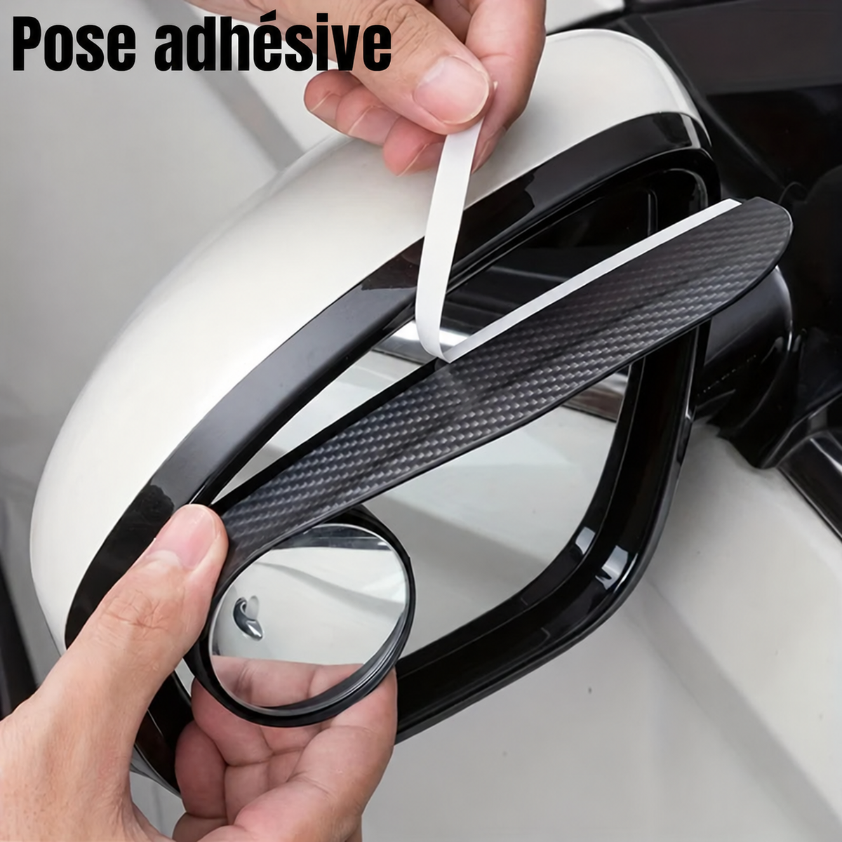 Pose adhésive des miroirs avec visières sur un rétroviseur compatible