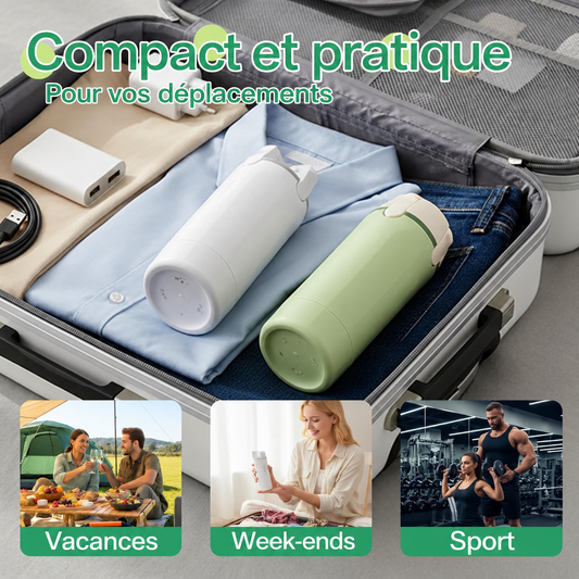 Flacon de voyage RoamReady blanc et vert : compact et pratique pour les déplacements