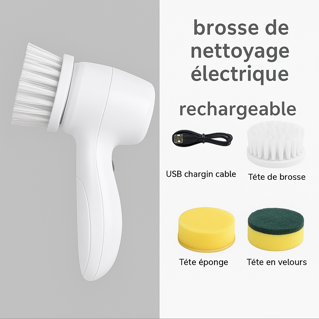 SpinX-Brosse de nettoyage électrique 4 en 1 – Épurateur rotatif sans fil pour un nettoyage sans effort