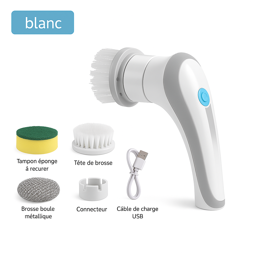 SpinX-Brosse de nettoyage électrique 4 en 1 – Épurateur rotatif sans fil pour un nettoyage sans effort