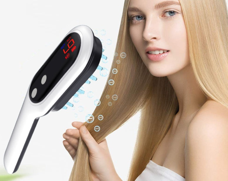 HairBoost Pro – La brosse intelligente qui stimule la repousse et détend votre cuir chevelu grâce à la lumière rouge & bleue