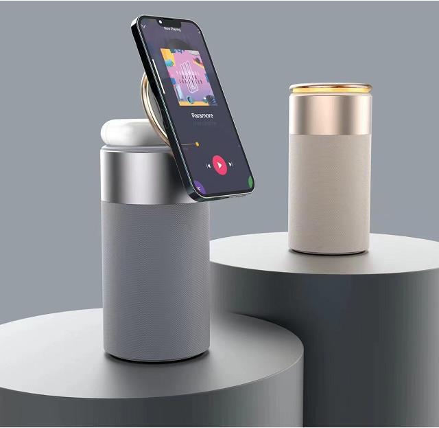 TriConnect Station – Chargeur Sans Fil 3-en-1 | Enceinte Bluetooth & Lampe Tactile