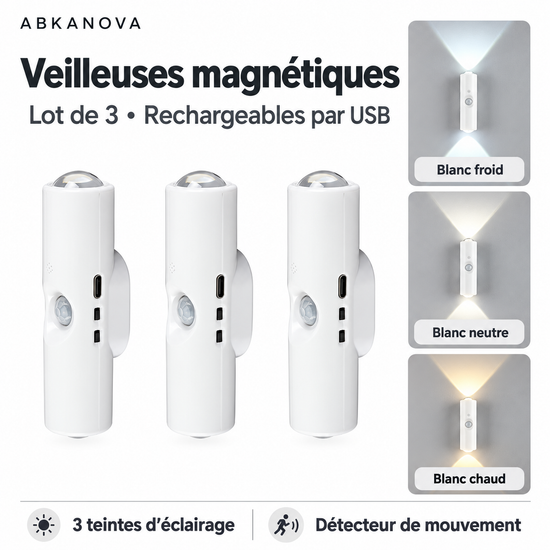 Démonstration de la veilleuse murale magnétique rechargeable